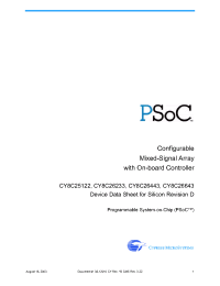 Datasheet CY8C26233-24PVI manufacturer Cypress